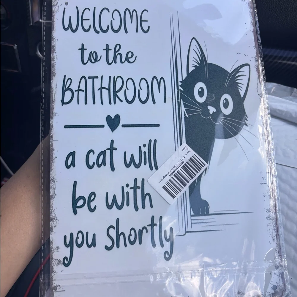 Bathroom Cat Wall Mat - White and Black
